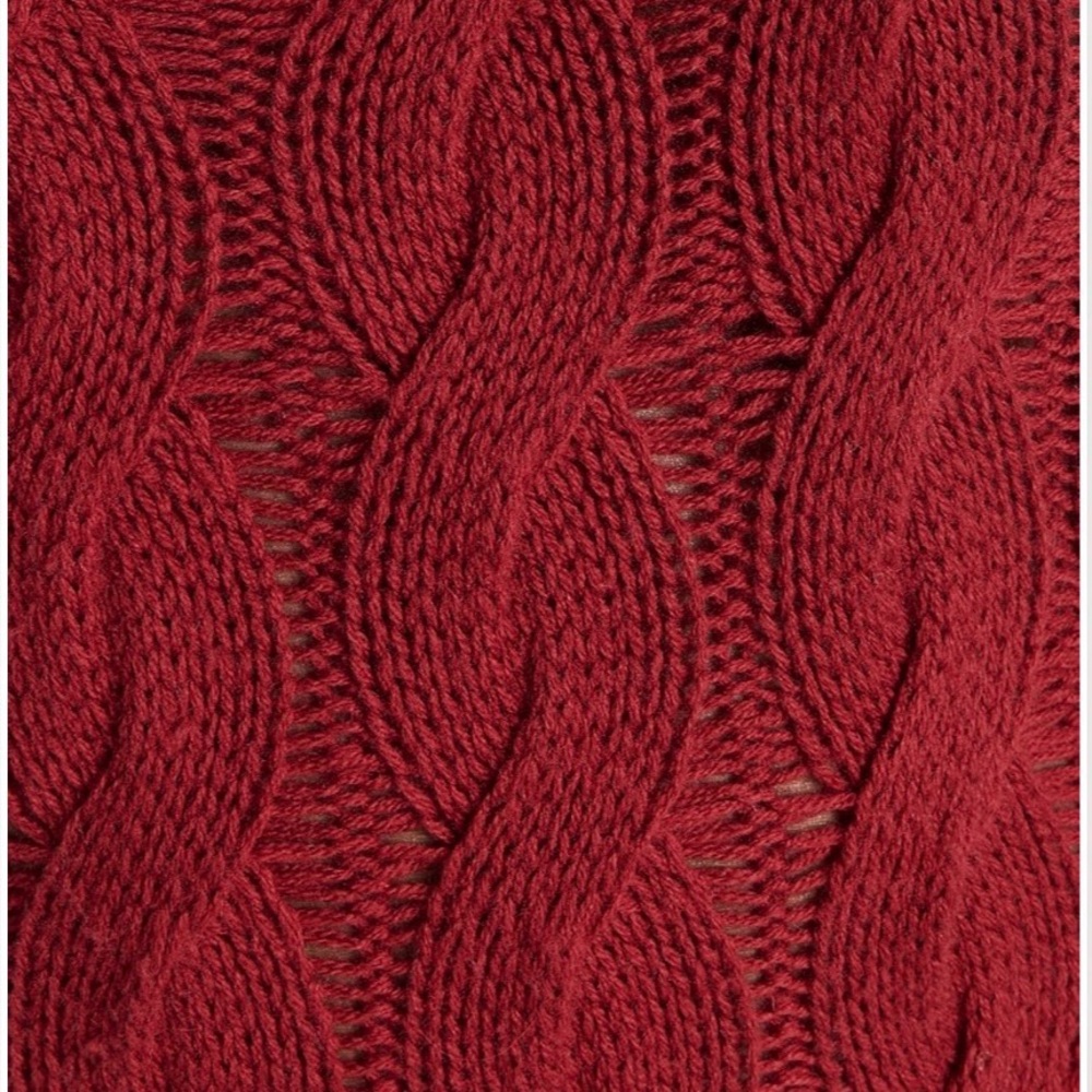 NAADAM Red Wool Cashmere One-Shoulder Cable Knit Midi Dress - size S $375 - Picture 7 of 12